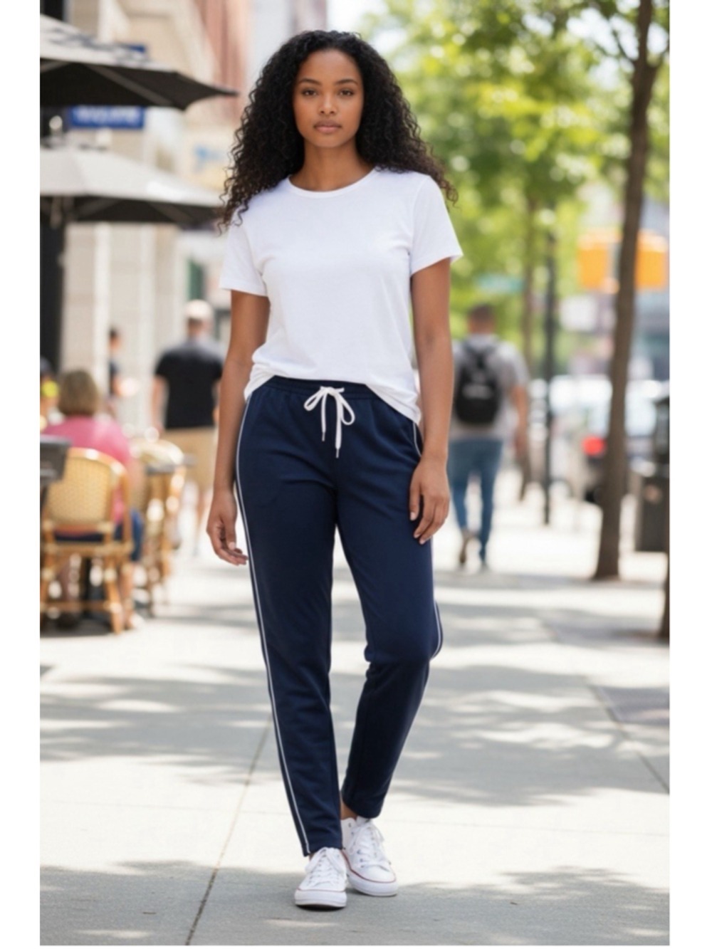 Wildfang Pants Navy/White Essential Piped Drawstring 2XL MRSP$94